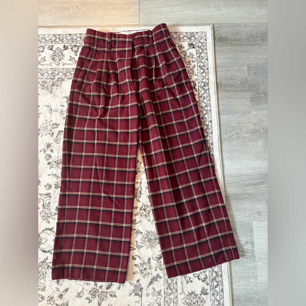 Wilfred Burgundy Plaid Trousers